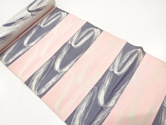 アンティーク　横段に刷毛目模様織り出し　八寸帯地反物